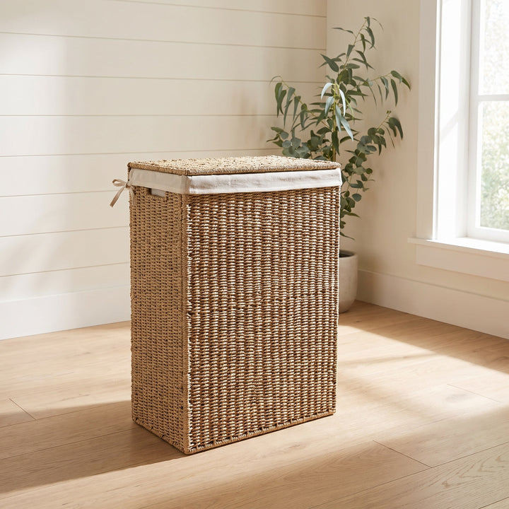 High-quality laundry basket made of natural wicker