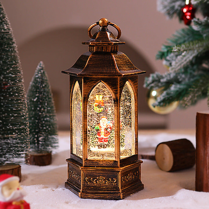 Nostalgic Christmas lantern with snowman scene