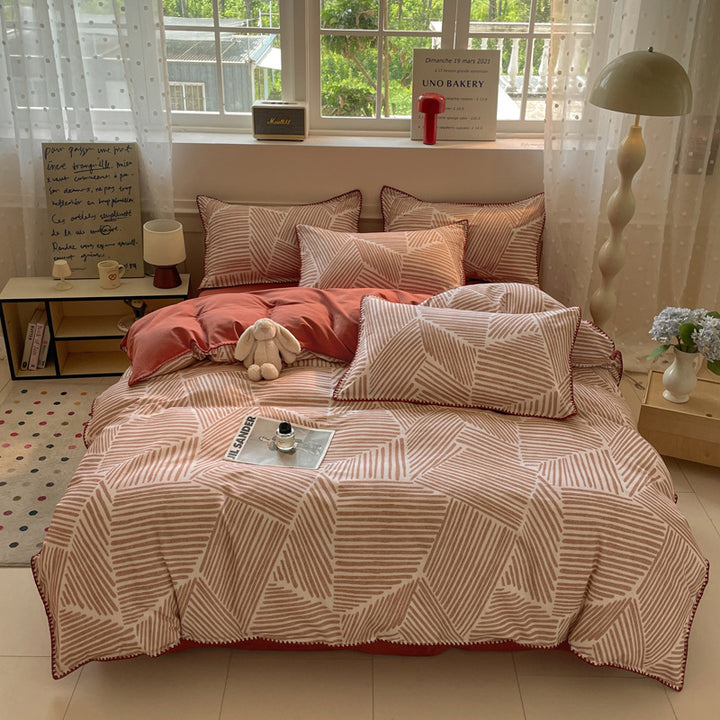 Textured Geometric Pattern Bedding Set
