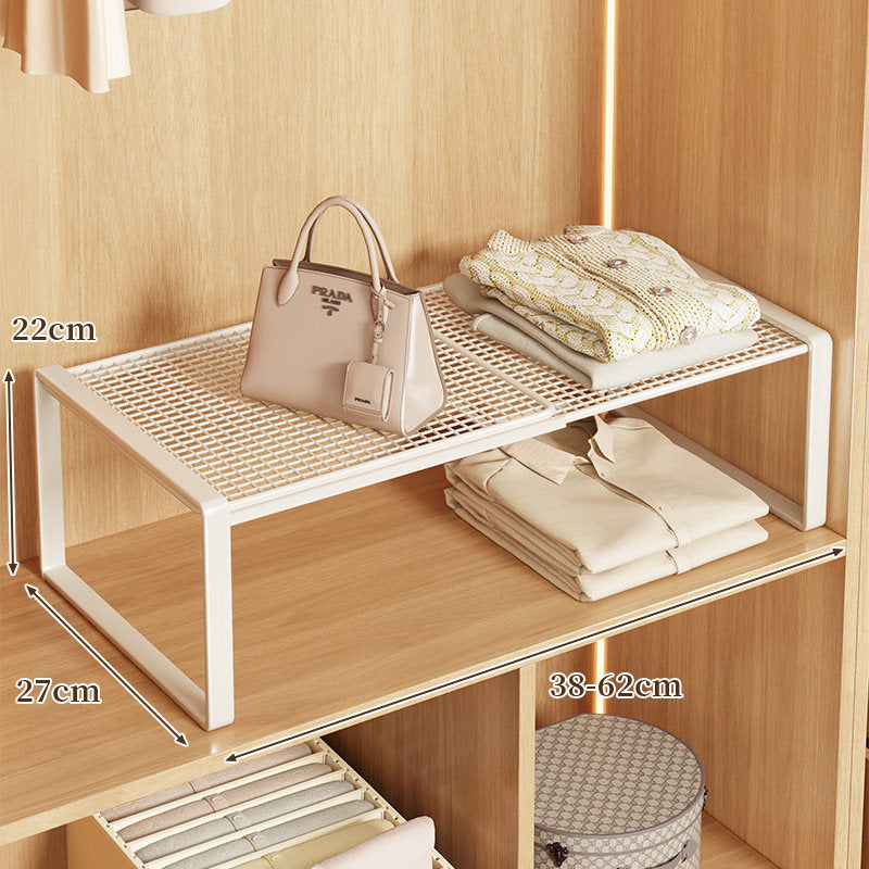 Adjustable Expandable Metal Mesh Shelf Riser for Closet and Wardrobe