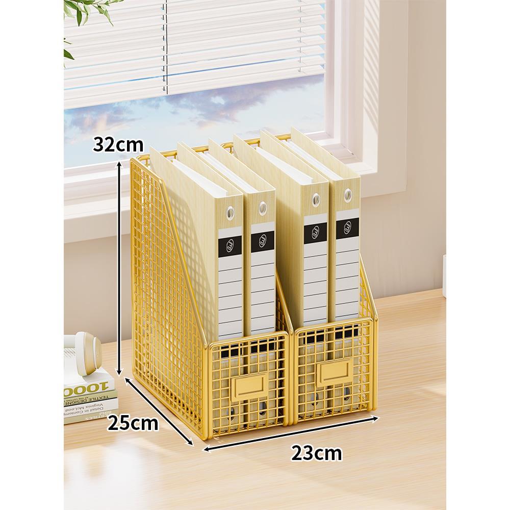 Desktop Mesh File Organizer with Vertical Magazine Slots and Label Holders