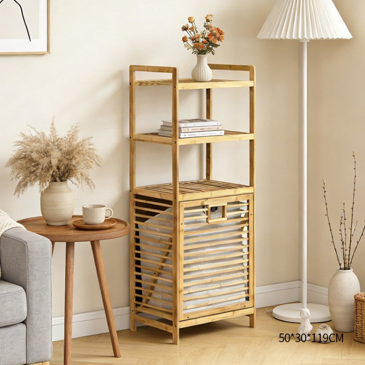 Laundry shelf with baskets