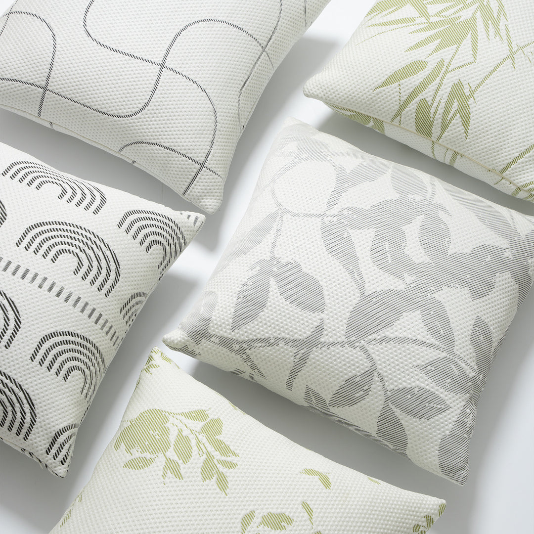 Jacquard pillowcase with textured waffle weave and delicate leaf pattern