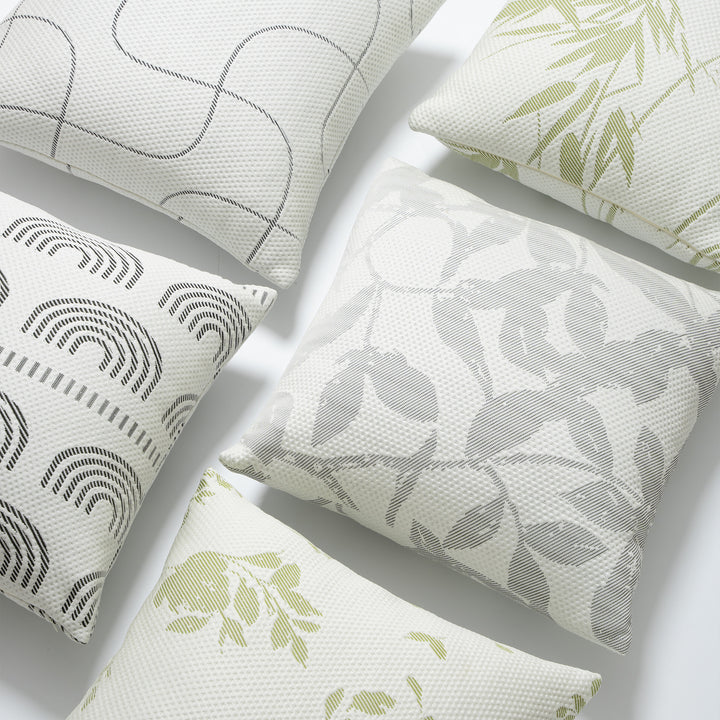 Jacquard pillowcase with textured waffle weave and delicate leaf pattern