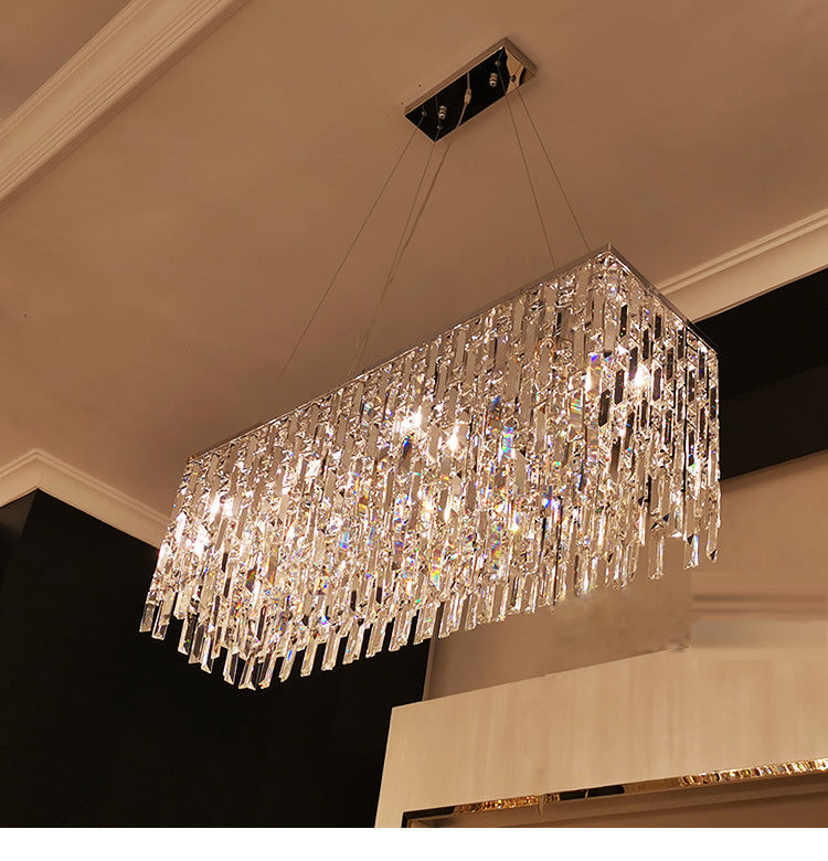 Contemporary crystal rectangular pendant light