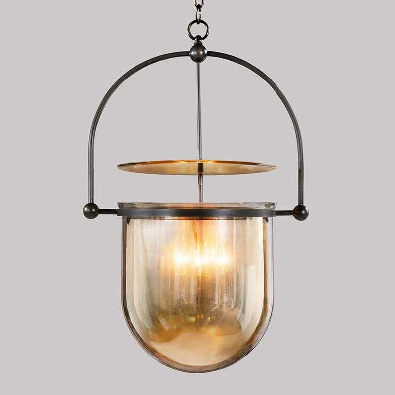 Mouth-blown glass dome pendant light with arch frame