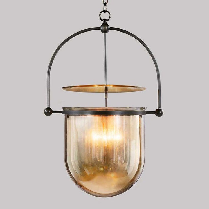 Mouth-blown glass dome pendant light with arch frame