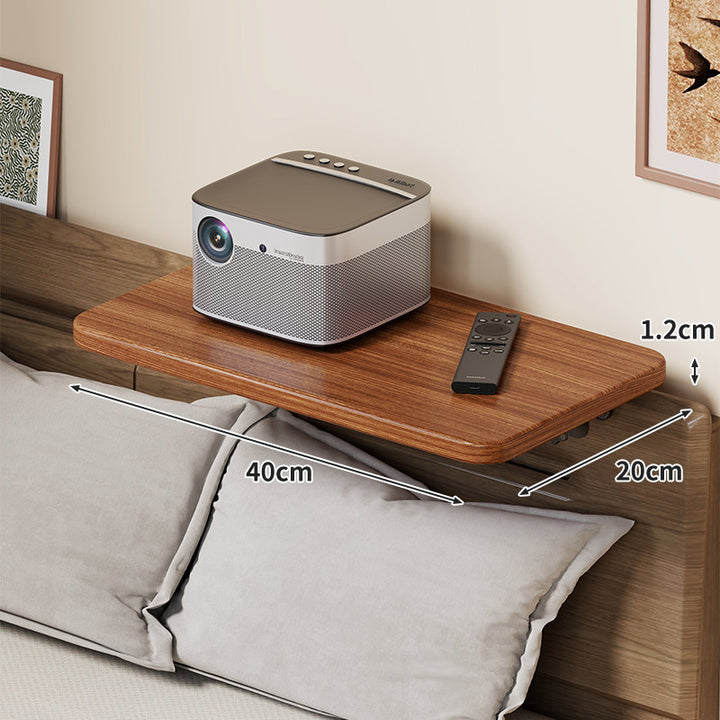 Headboard-Mounted Floating Bedside Shelf for Projectors and Devices
