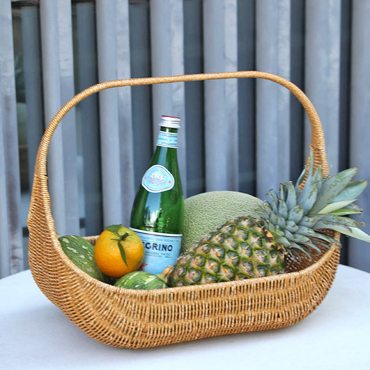 Handcrafted Curved Woven Storage Basket