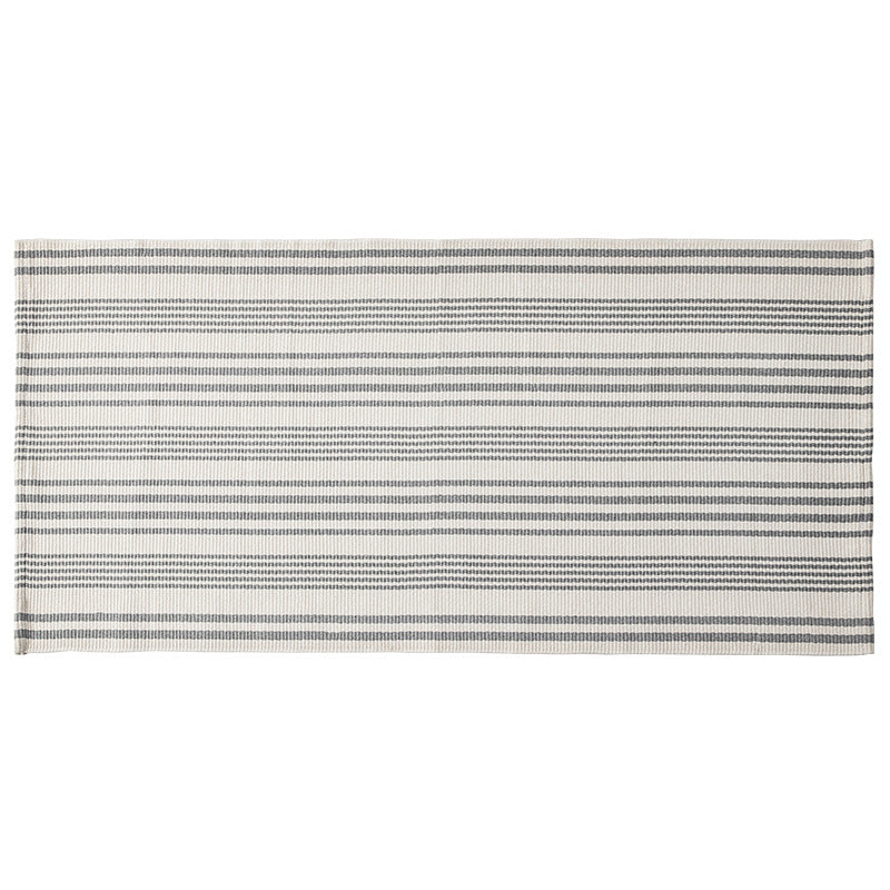 Flat woven runner for living and dining room with modern stripe pattern