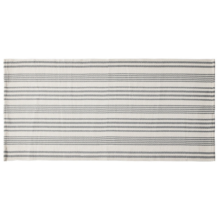 Flat woven runner for living and dining room with modern stripe pattern