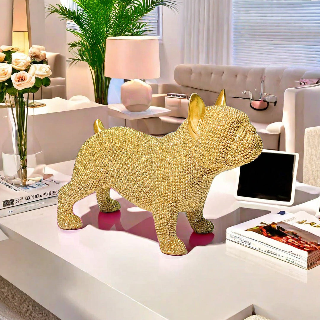 Shiny bulldog sculpture