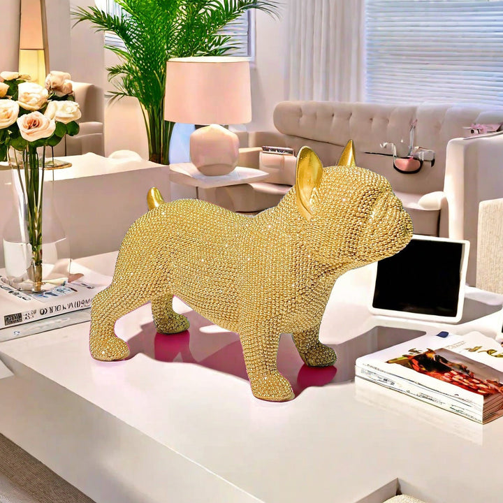 Shiny bulldog sculpture