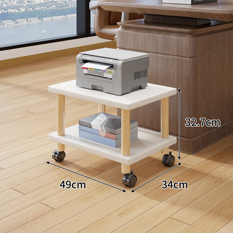 Compact Mobile Tiered Wooden Printer Stand with Swivel Casters