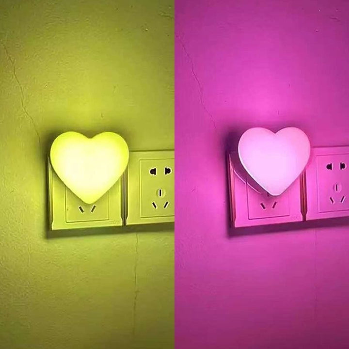 Heart-shaped plug-in ambient night light with soft LED lighting