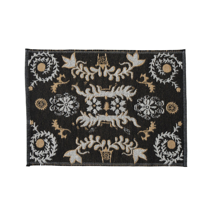 Reversible woven rug runner with ornamental jacquard structure