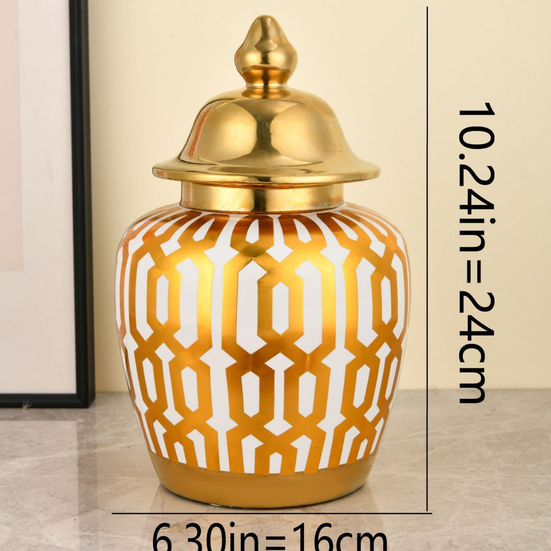 Decorative Geometric Pattern Lidded Jar