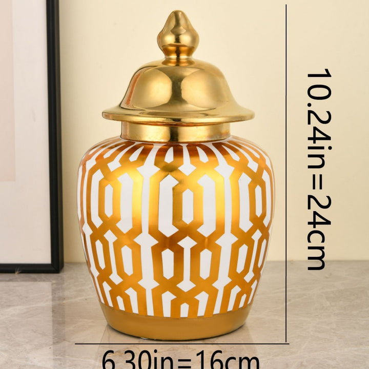 Decorative Geometric Pattern Lidded Jar