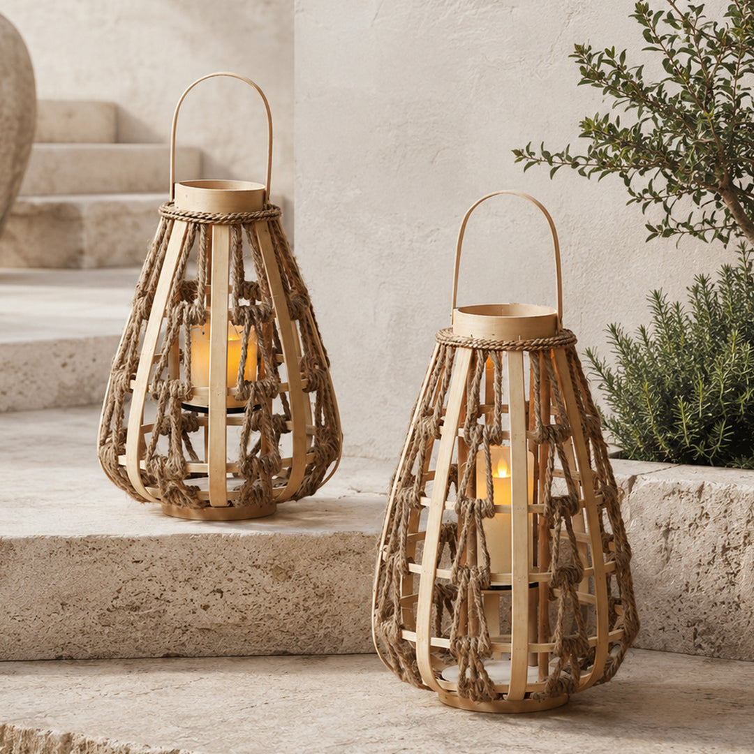 Decorative lantern made of rattan
