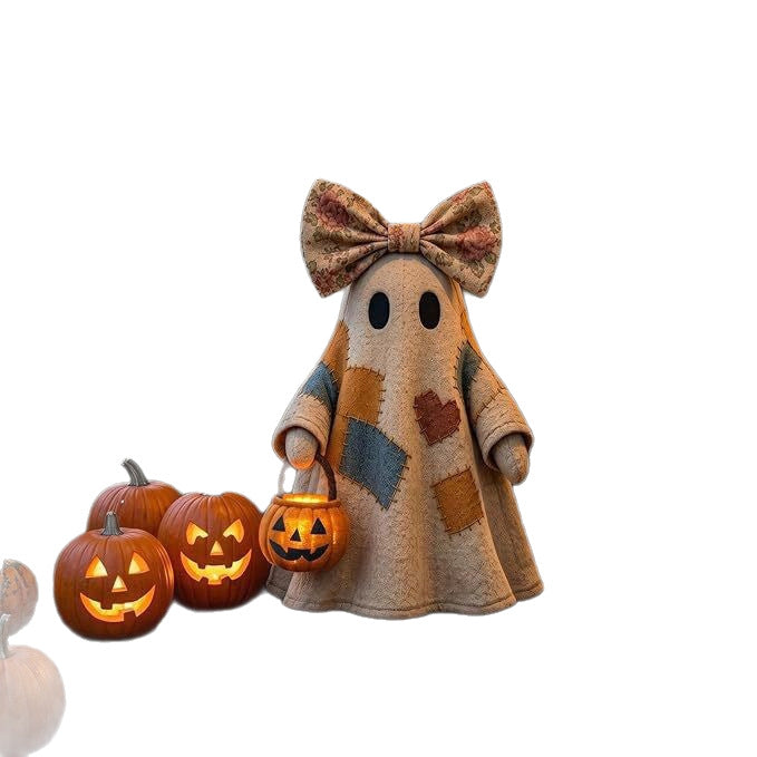 Decorative Ghost Figure with Bow