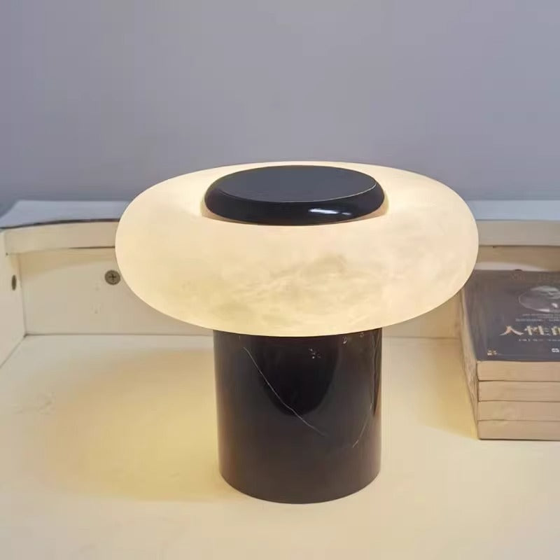 Contemporary marble and glass table lamp