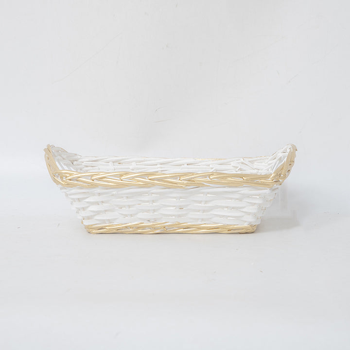 Decorative storage basket with braided frame