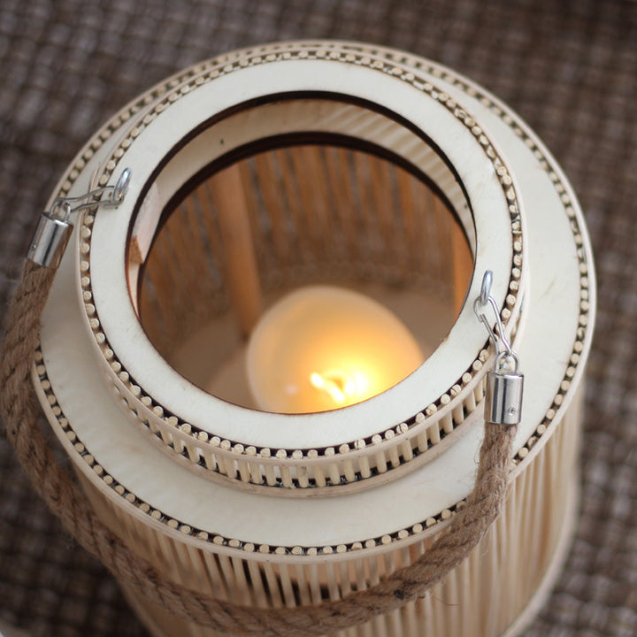 Decorative lantern made of woven material