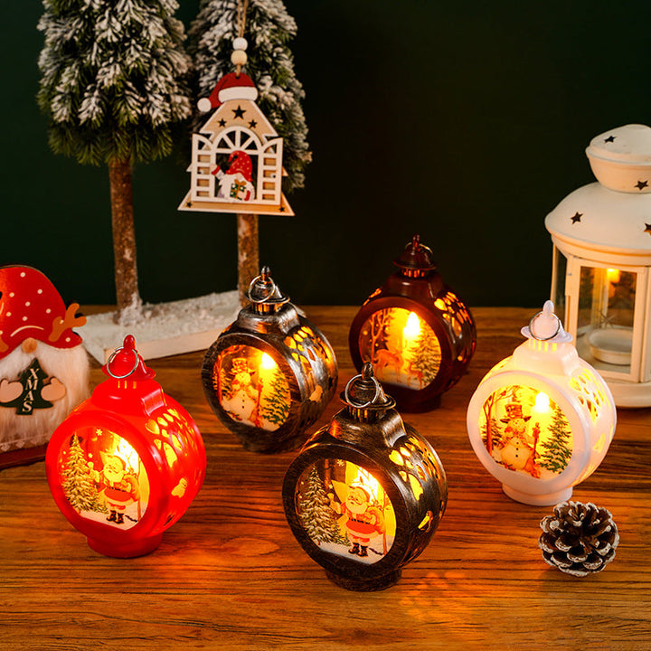 Nostalgic Christmas lantern with inviting deer scene