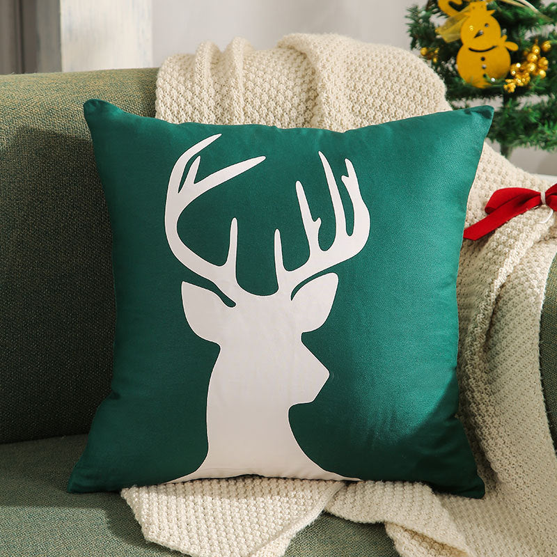 Decorative Holiday Throw Pillow with Deer Silhouette