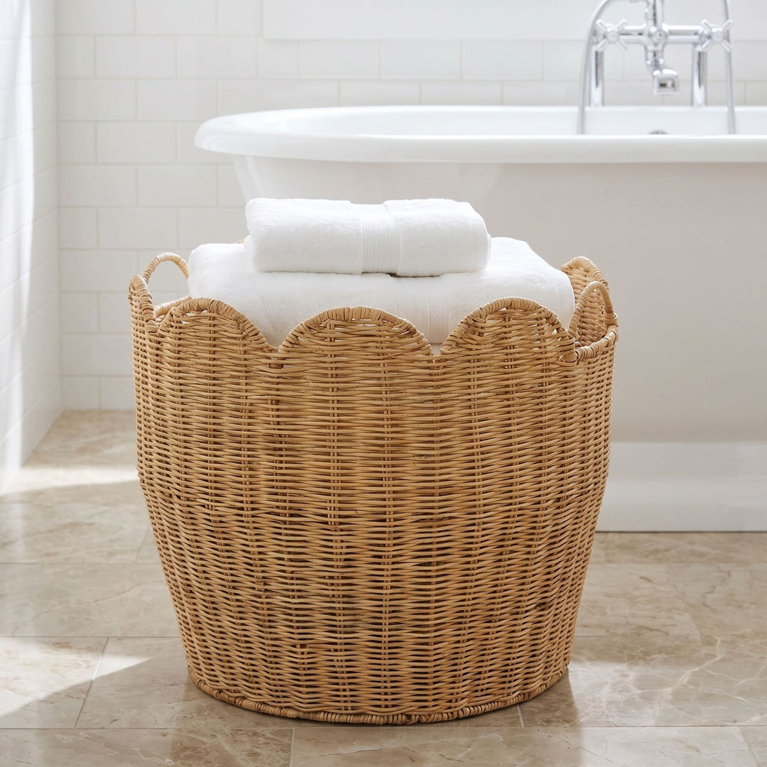 Stylish laundry basket with wave edge