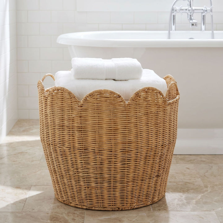Stylish laundry basket with wave edge