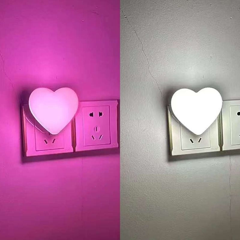Heart-shaped plug-in ambient night light with soft LED lighting