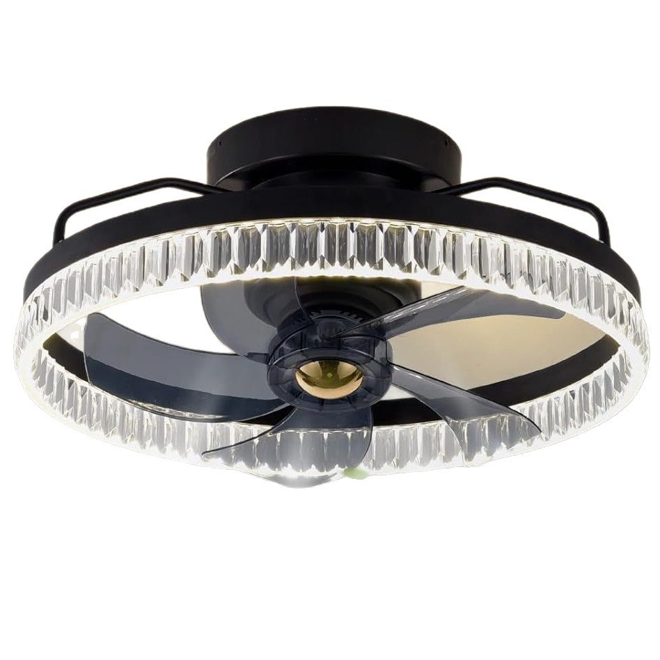 Modern Crystal Ring Ceiling Fan Light Fixture