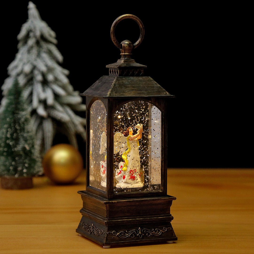 Nostalgic Christmas lantern with moving scene