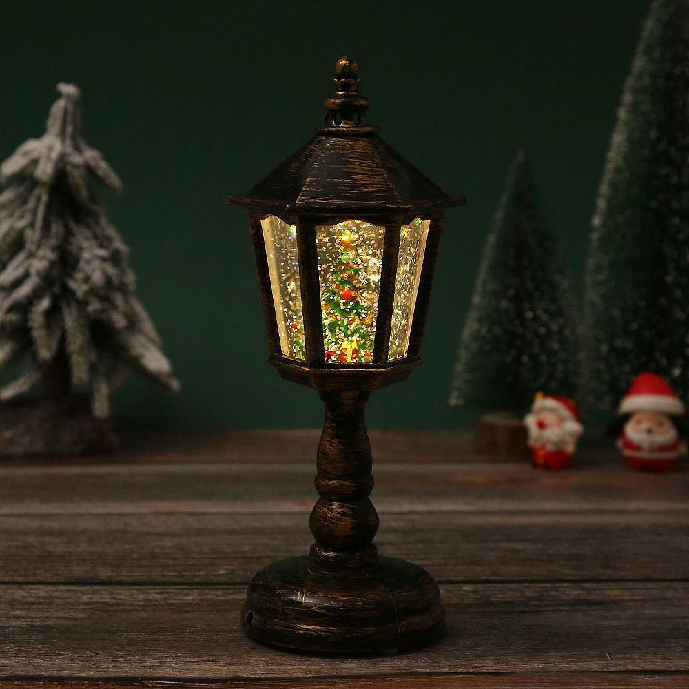 Nostalgic Christmas lantern with moving Santa scene