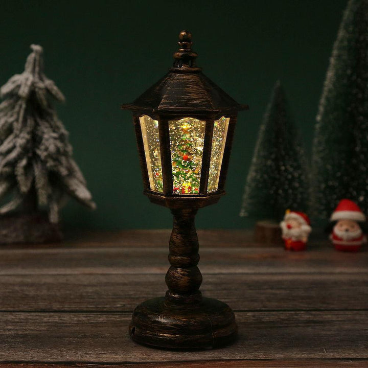Nostalgic Christmas lantern with moving Santa scene