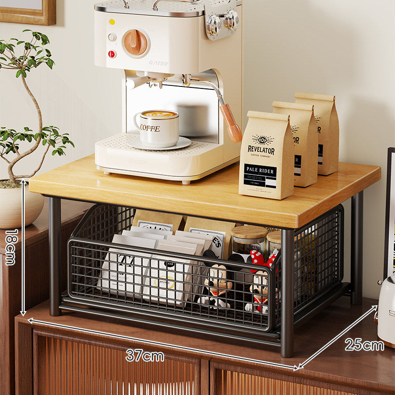 Countertop Espresso Machine Stand with Pull-Out Wire Basket Organizer