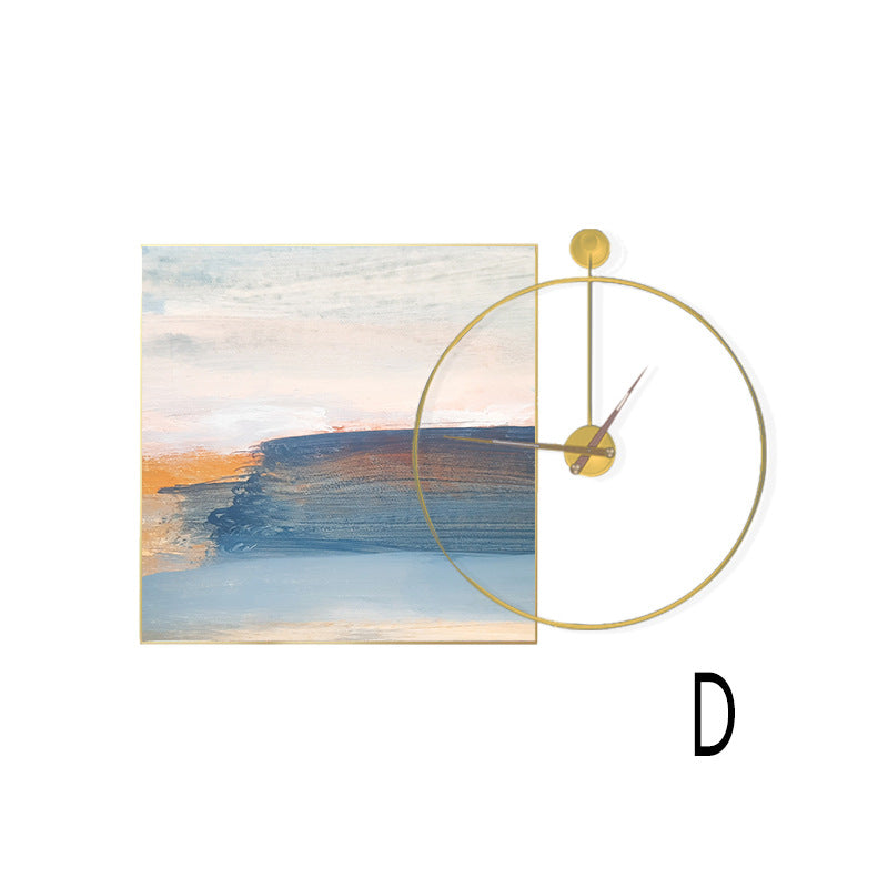 Artistic Wall Clock and Framed Abstract Artwork