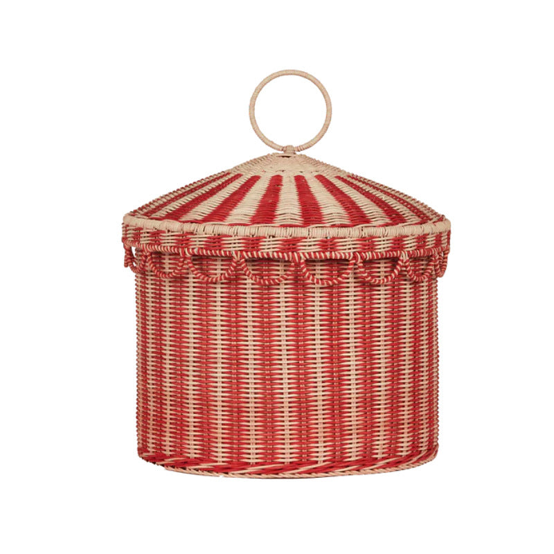 Playful cat basket in circus design