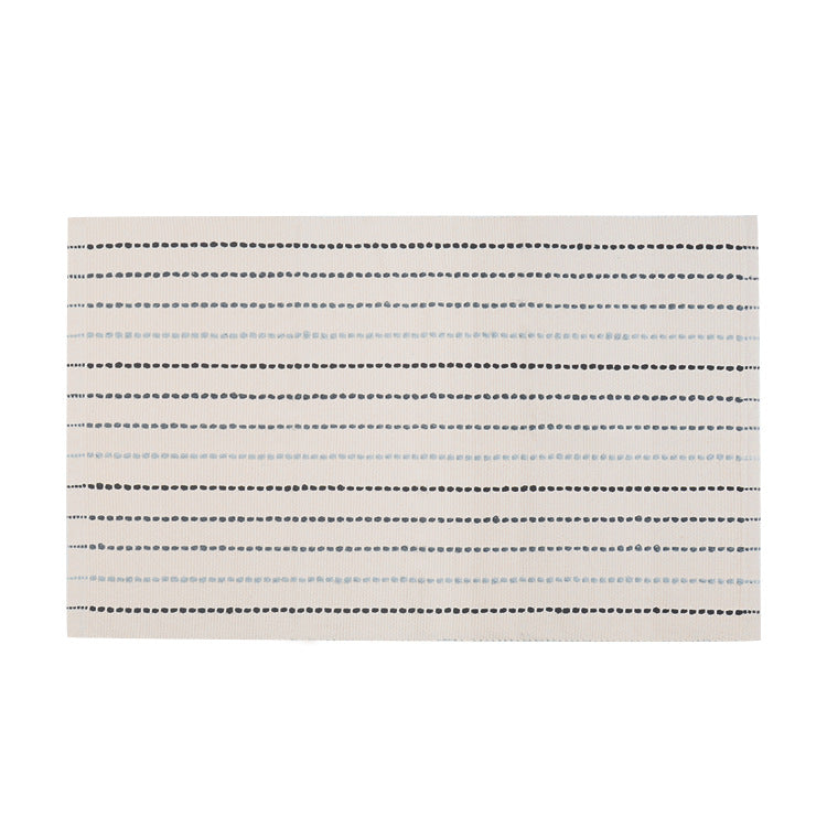 Striped cotton doormat with non-slip bottom and decorative woven edge