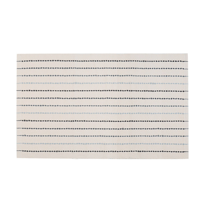 Striped cotton doormat with non-slip bottom and decorative woven edge