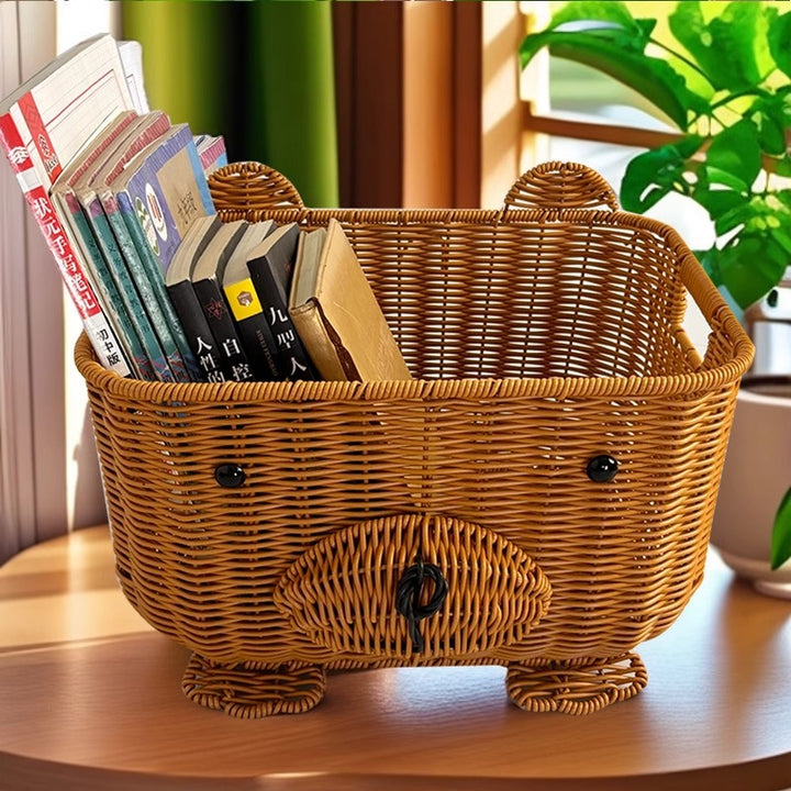 Handcrafted natural material storage basket