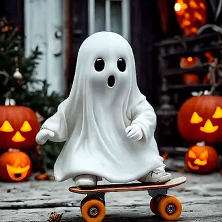 Decorative skateboard ghost figure