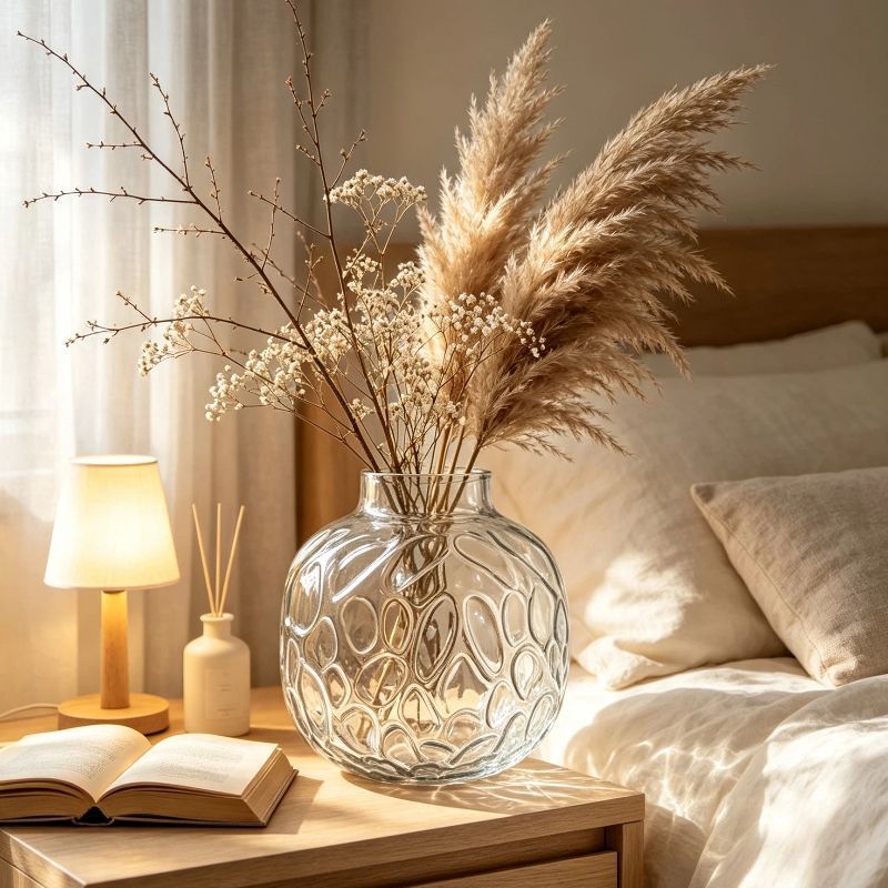 Decorative Textured Glass Flower Vase
