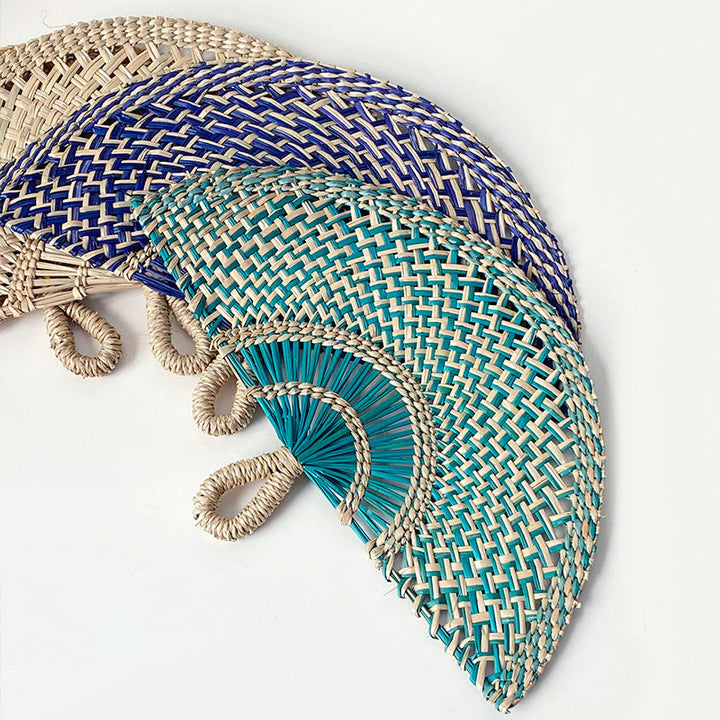 Handcrafted fan made of woven seagrass