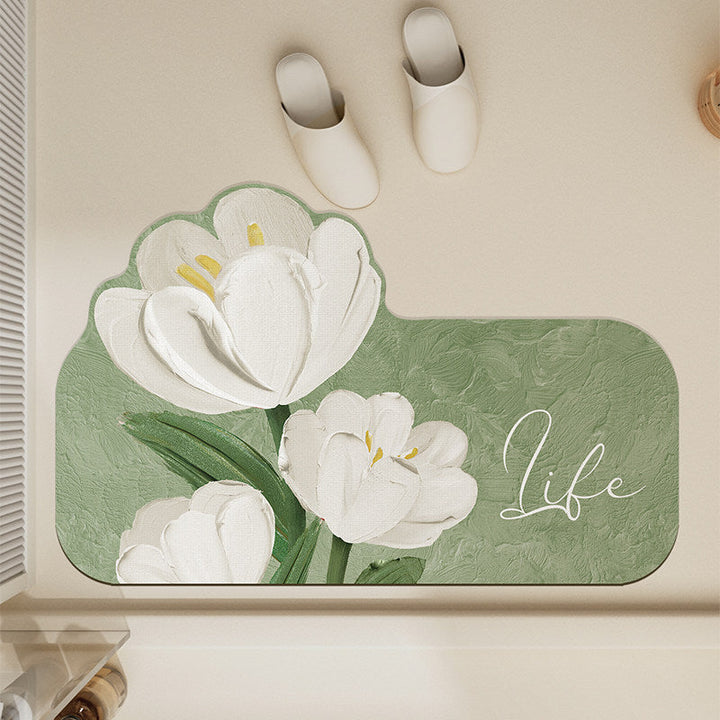 Floral-Themed Non-Slip Bath Mat