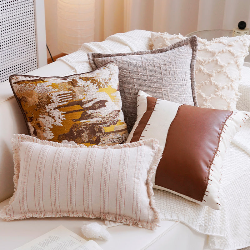 Decorative Textured Landscape Print Throw Pillow