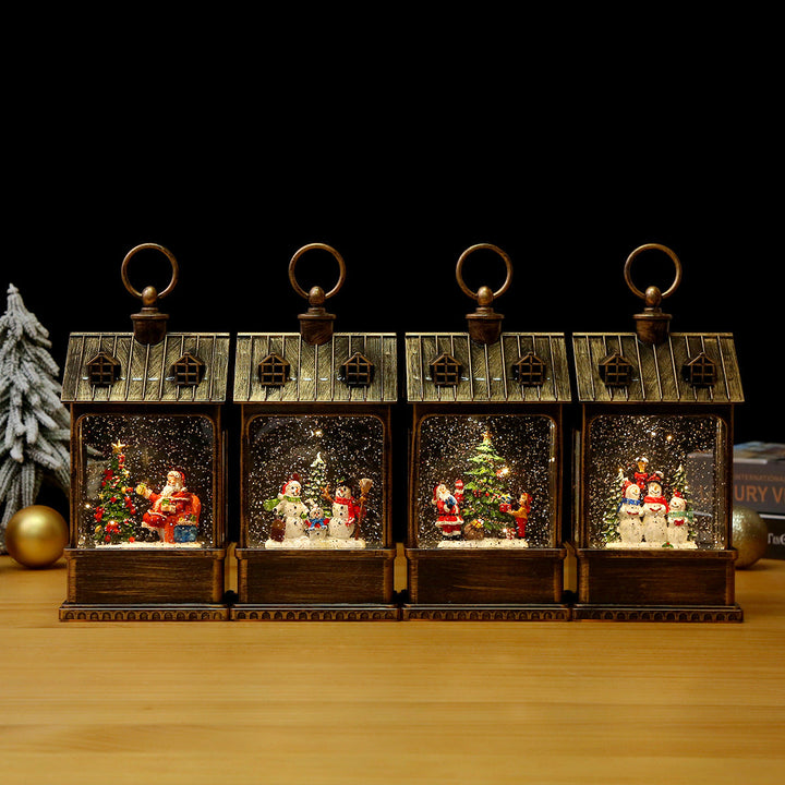 Nostalgic Christmas lantern with movable large Santa Claus