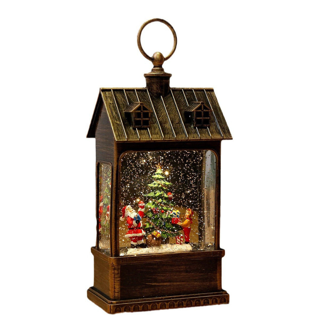 Nostalgic Christmas lantern with movable large Santa Claus