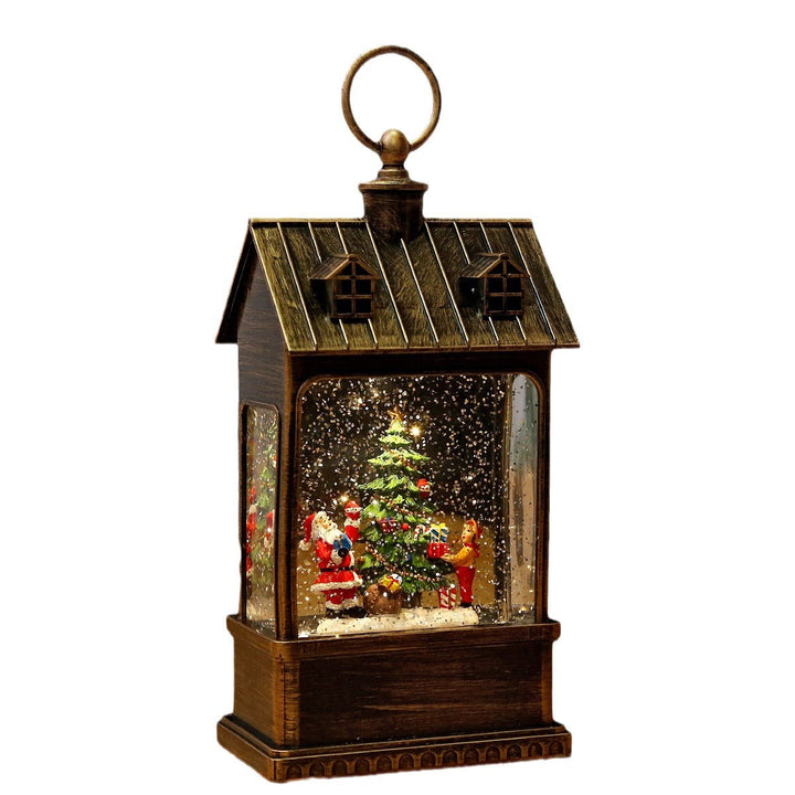 Nostalgic Christmas lantern with movable large Santa Claus